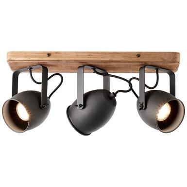 Plafonnier 3 lampes design Brilliant Crowton Noir Bois 47330/76