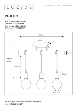 Plafonnier 3 lampes design Lucide Paulien Bleu Métal 08127/03/35