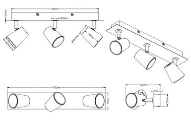 Plafonnier 3 lampes led Trio Narcos 873110331