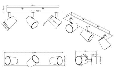 Plafonnier 3 lampes led Trio Narcos Nickel Acier 873110307