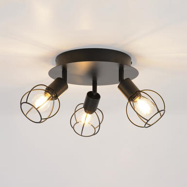 Plafonnier 3 lumières design Corep Owen Noir Métal 656110