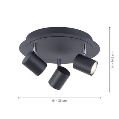 Plafonnier 3 lumières led Leuchten Direkt Tarik Gris anthracite Métal 11943-13