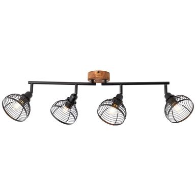 Plafonnier 4 lampes design Brilliant Avia Noir Bois 47731/76