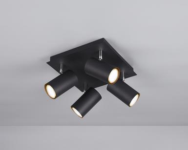 Plafonnier 4 lampes design Trio Marley Noir Métal 802430432