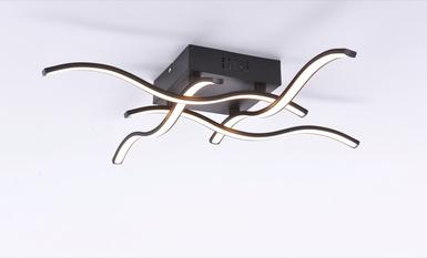 Plafonnier 4 lampes led Leuchten Direkt Wave Noir Métal 15131-18