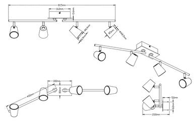 Plafonnier 4 lampes led Trio Narcos Nickel Acier 873110407