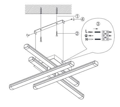 Plafonnier 4 lampes led Trio Street Chrome Métal R62814100