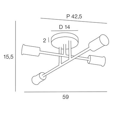 Plafonnier 4 lumières design Corep Berkley Noir Métal 655769