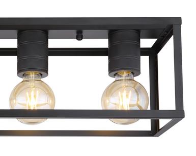 Plafonnier 4 lumières design Globo Hagar Noir Métal 15478-4D