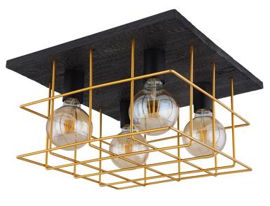 Plafonnier 4 lumières design Globo Merril Noir Métal 15530B-4D