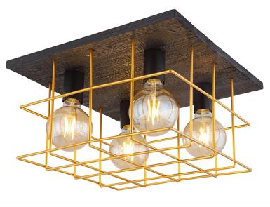 Plafonnier 4 lumières design Globo Merril Noir Métal 15530B-4D