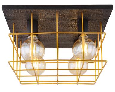 Plafonnier 4 lumières design Globo Merril Noir Métal 15530B-4D