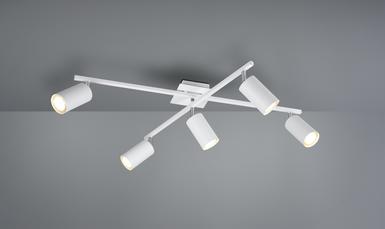 Plafonnier 5 lampes design Trio Marley Blanc Métal 612400501