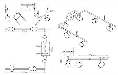 Plafonnier 6 lampes led Trio Narcos Nickel Acier 873110607