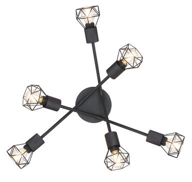 Plafonnier 6 lumières design Globo Xara Noir Métal 54802S-6