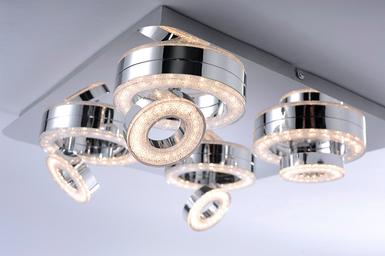 Plafonnier 8 lampes led Leuchten Direkt Tim Chrome Métal 14522-17