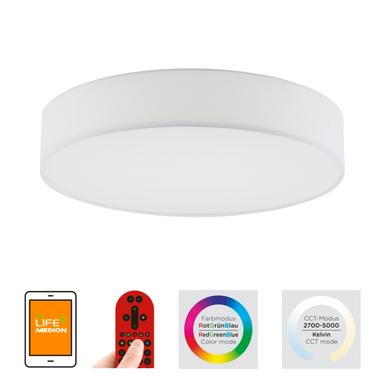 Plafonnier led Leuchten Direkt Lolasmart-Kiara Blanc Tissu 18428-16