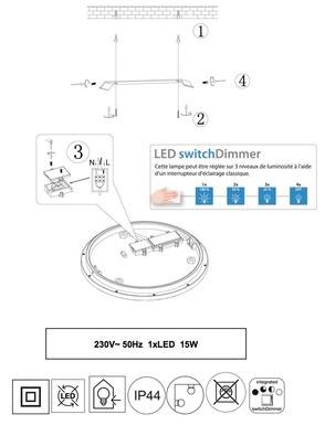 Plafonnier led Trio Cesar Chrome Métal 656411506