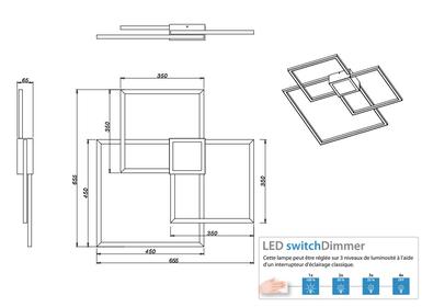 Plafonnier led Trio Hydra Nickel satiné Métal 676210407