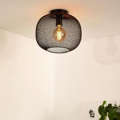 Plafonnier Mesh - Lucide - Ø 30 cm - 1xE27 - Noir - 45185/30/30