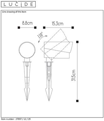 Projecteur extérieur led à piquer Lucide Manal Gris anthracite Aluminium 27897/12/29