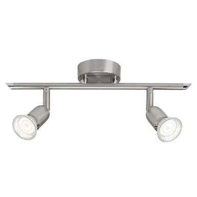 Réglette 2 spots led Brilliant Loona Chrome satiné Métal G28813/13