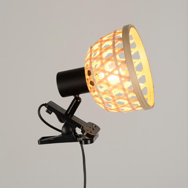 Lampe de bureau à pince - Kami - Bambou/ Noir Métal - Corep - 656522