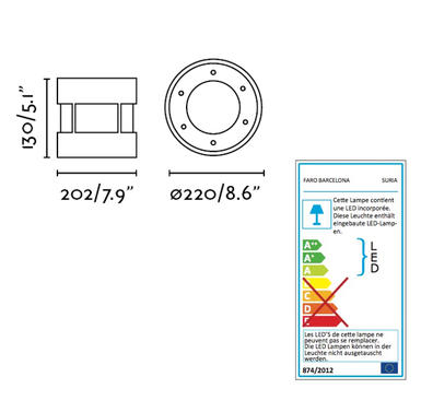 Spot encastrable extérieur au sol 60° Faro Suria Nickel satiné Aluminium 70587