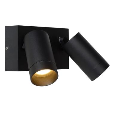 Spot mural 2 lampes design Lucide Taylor Noir Aluminium 09831/02/30