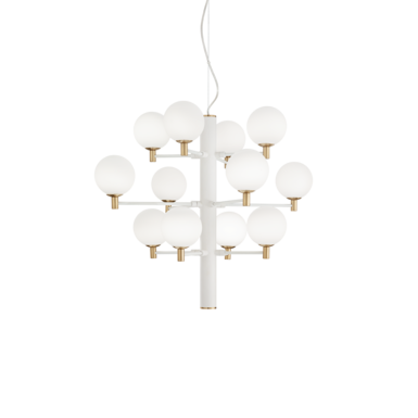 Suspension 12 lampes design Ideal lux Copernico Blanc Métal 197302