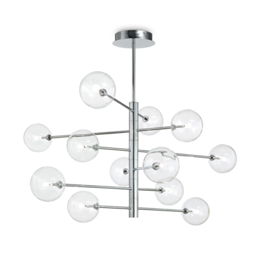 Suspension 12 lampes design Ideal lux Equinoxe Chrome Métal 200118