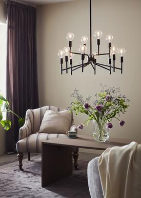 Suspension 12 lampes design Markslöjd Regent Noir Métal 108107