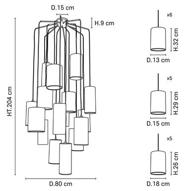 Suspension Cosiness - 16xE27 - Ø 80 cm - Métal / Tissus - Market Set - PR503516