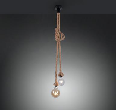 Suspension 2 lampes design Leuchten Direkt Rope Noir Corde 15482-18