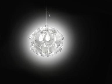 Suspension 2 lampes design Slamp Flora Blanc 01 Technopolymère FLO85SOS0001W_000