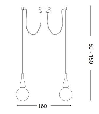 Suspension 2 lampes industrielle Ideal lux Minimal Noir Métal 112671