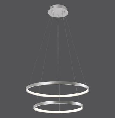 Suspension 2 lampes led Leuchten Direkt Circle Gris Aluminium 11525-21