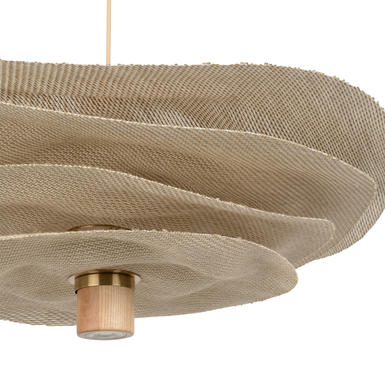 Suspension 2 lumières design Market set Rivage Beige Lin / Bois 656049