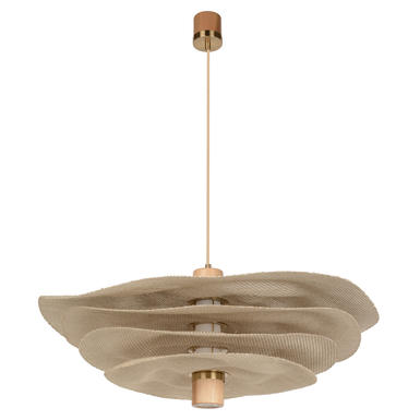 Suspension 2 lumières design Market set Rivage Beige Lin / Bois 656049