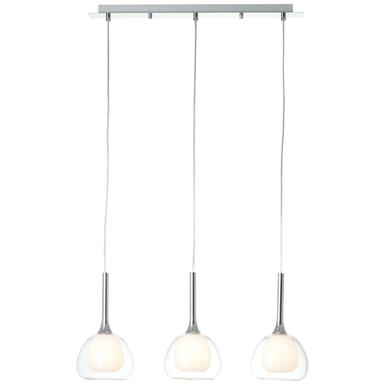 Suspension 3 lampes design Brilliant Hadan Chrome Métal - Verre 85573/15