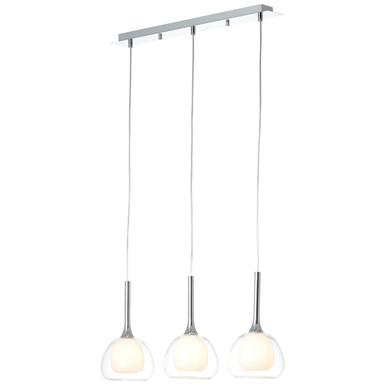 Suspension 3 lampes design Brilliant Hadan Chrome Métal - Verre 85573/15