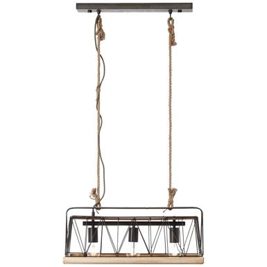 Suspension 3 lampes design Brilliant Narcy Gris Bois 93587/71