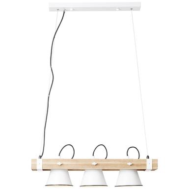 Suspension 3 lampes design Brilliant Plow Blanc Bois 82173/05