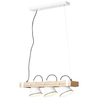 Suspension 3 lampes design Brilliant Plow Blanc Bois 82173/05