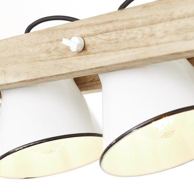 Suspension 3 lampes design Brilliant Plow Blanc Bois 82173/05