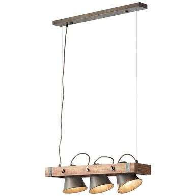 Suspension 3 lampes design Brilliant Plow Noir Bois 82173/46