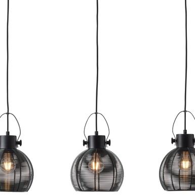 Suspension 3 lampes design Brilliant Sambo Noir Métal 85473/06