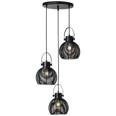 Suspension 3 lampes design Brilliant Sambo Noir Métal 85493/06