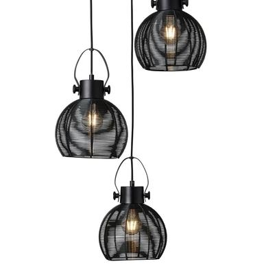 Suspension 3 lampes design Brilliant Sambo Noir Métal 85493/06