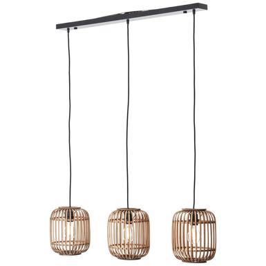 Suspension 3 lampes design Brilliant Wiley Beige Bambou 93778/20